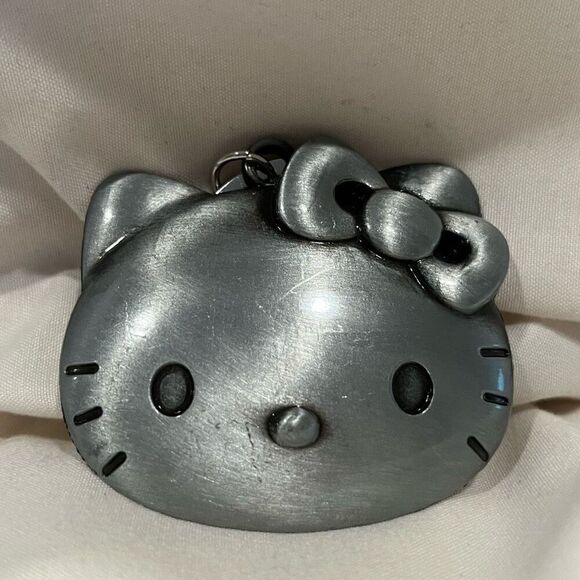 Sanrio Hello Kitty Cat Silver-tone  Keychain Bag Charm NEW - Picture 1 of 5